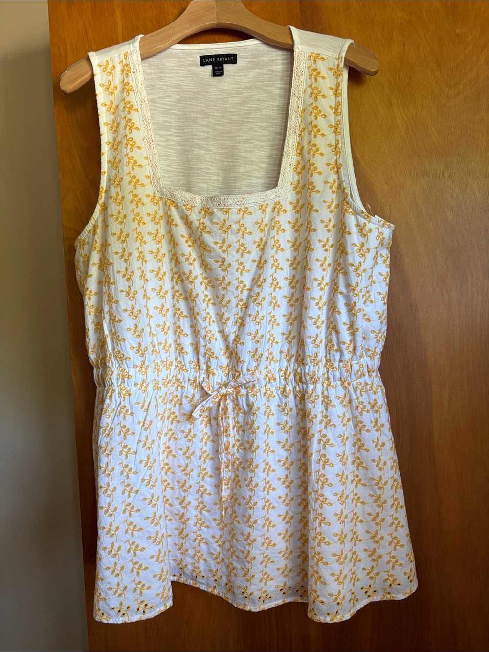 Lane Bryant White Tunic with Yellow Floral Print